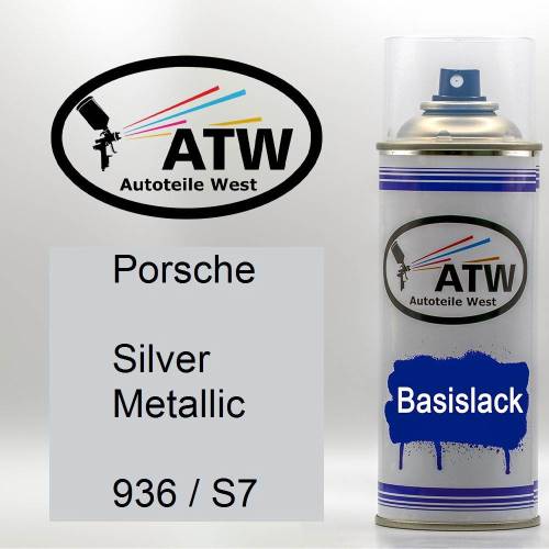 Porsche, Silver Metallic, 936 / S7: 400ml Sprühdose, von ATW Autoteile West.
